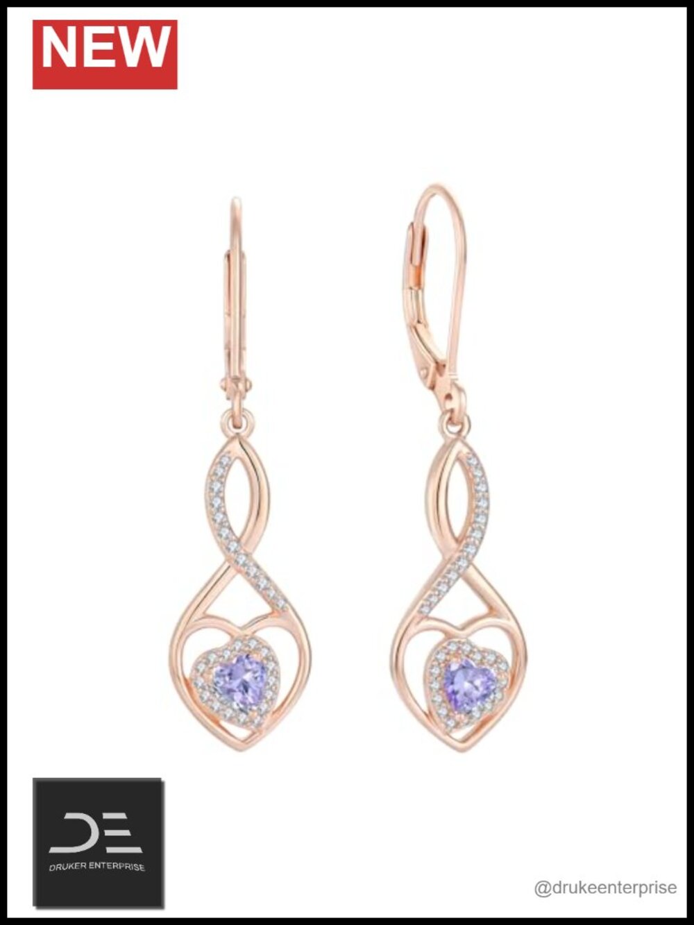 925 Sterling Silver Heart Infinity Drop Dangle Earrings for Women
